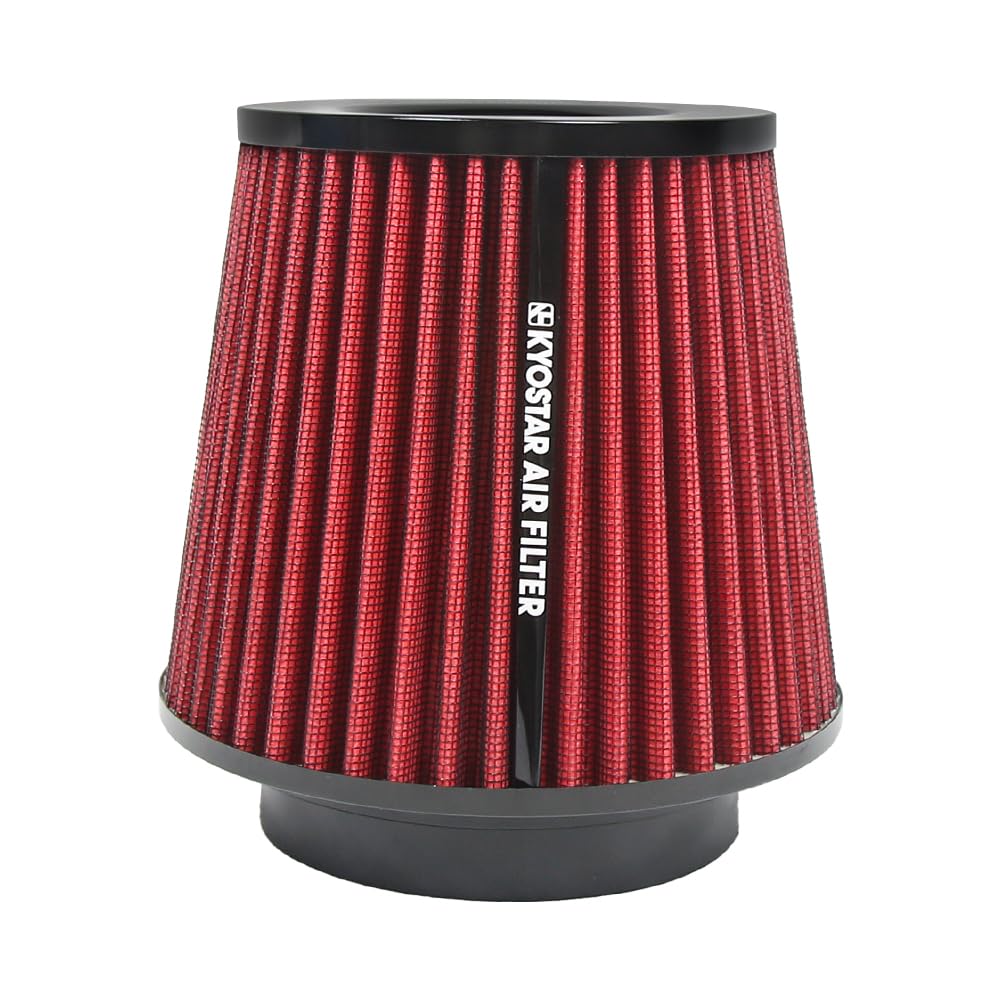 Kyostar 3/3.5/4Inch Inlet Cold Air Intake Cone Replacement Performance Washable High Flow Dry Air Filter, Red