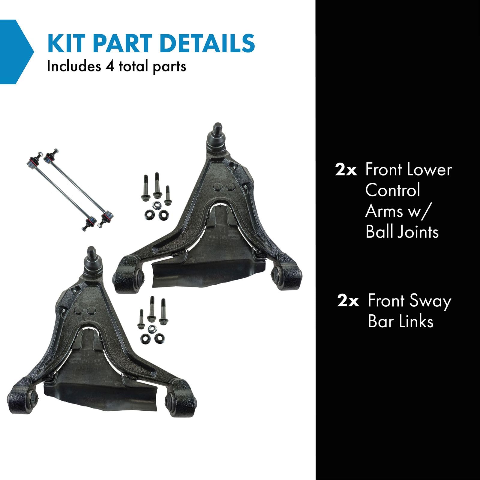 Trq Front Suspension Kit Control Arm With Ball Joint Sway Bar Stabilizer Link Compatible With 1993-1997 Volvo 850 1998-2000 S70