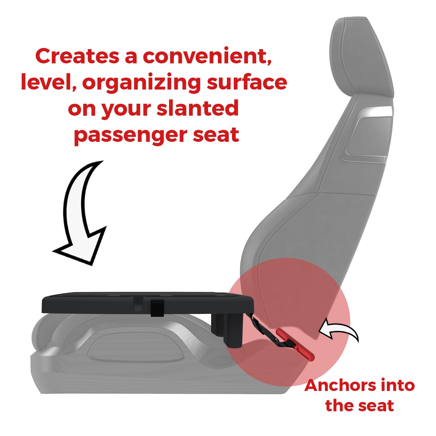 Stupid Car Tray - Classic Car Tray - Ultimate Car Organizer & Mobile Office - Includes 2 Elastic Straps - Quick-Release Seat Anc