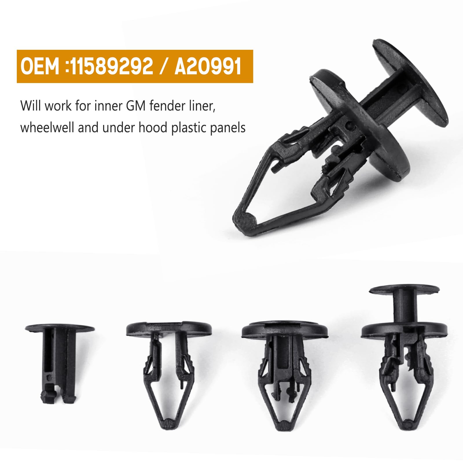 Unigt 3 In 1 Gm A20991 Fender Liner Clips Compatible With 11589292 Bumper Fastener Rivet 21030249 Door Trim Panel 1605396/159586