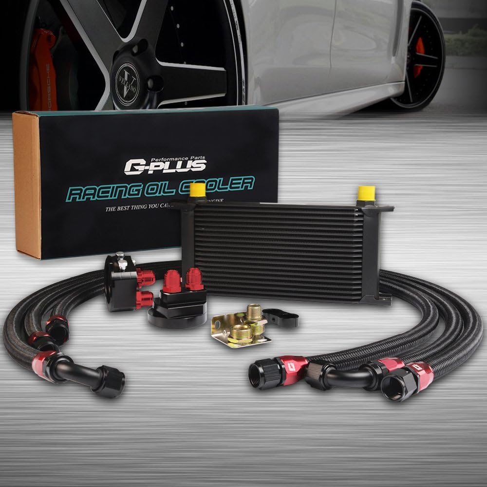 G-PLUS 19 Row AN10-10AN Engine Transmisson Oil Cooler Kit & Oil Cooler Kit English-style A Black