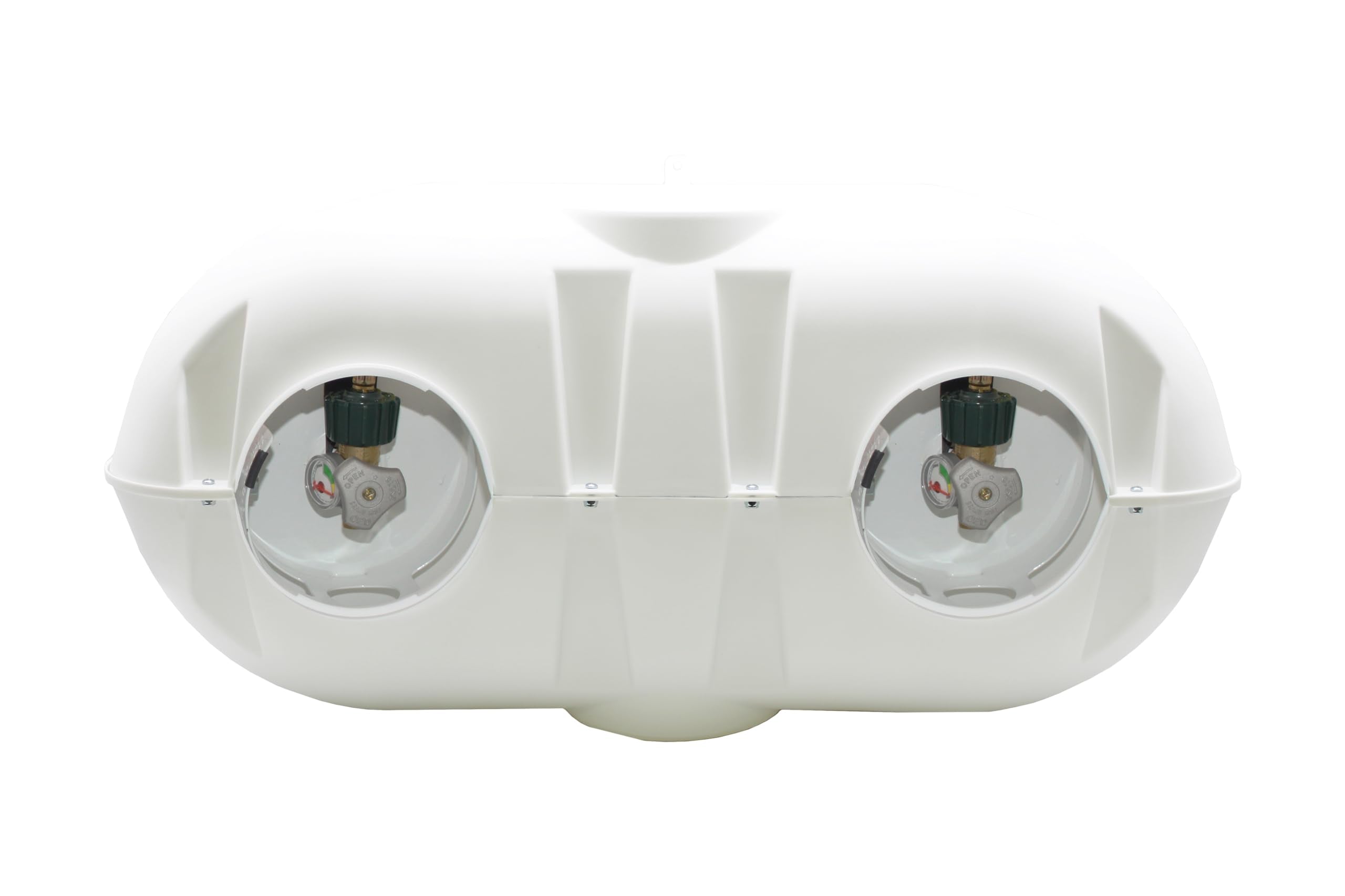 Flame King Dual 20Lb Lp Propane Tank Light Plastic Heavy Duty Cover For Rv, Travel Trailer, Camper - White