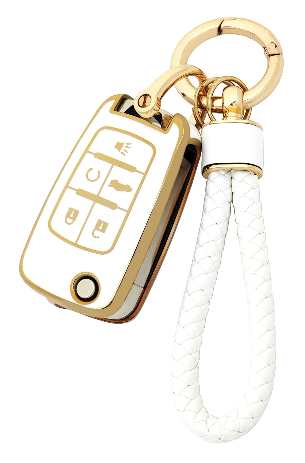 Arruweer Soft Tpu Key Fob Cover For Chevy Equinox Camaro Cruze Malibu Sonic Buick Gmc Terrain Flip Key Fob With Keychain