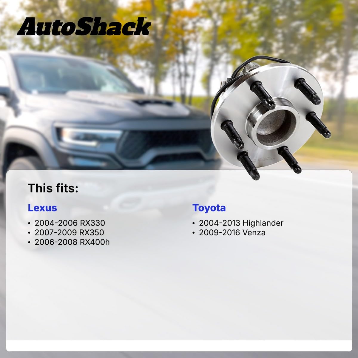 Autoshack Rear Wheel Hub Bearing Pair Driver And Passenger Side Replacement For 2004-2013 Toyota Highlander 2009-2016 Venza 2004-2006 Lexus Rx330 2006-2008 Rx400H 2007-2009 Rx350 Awd 5-Lug Hb612286Pr