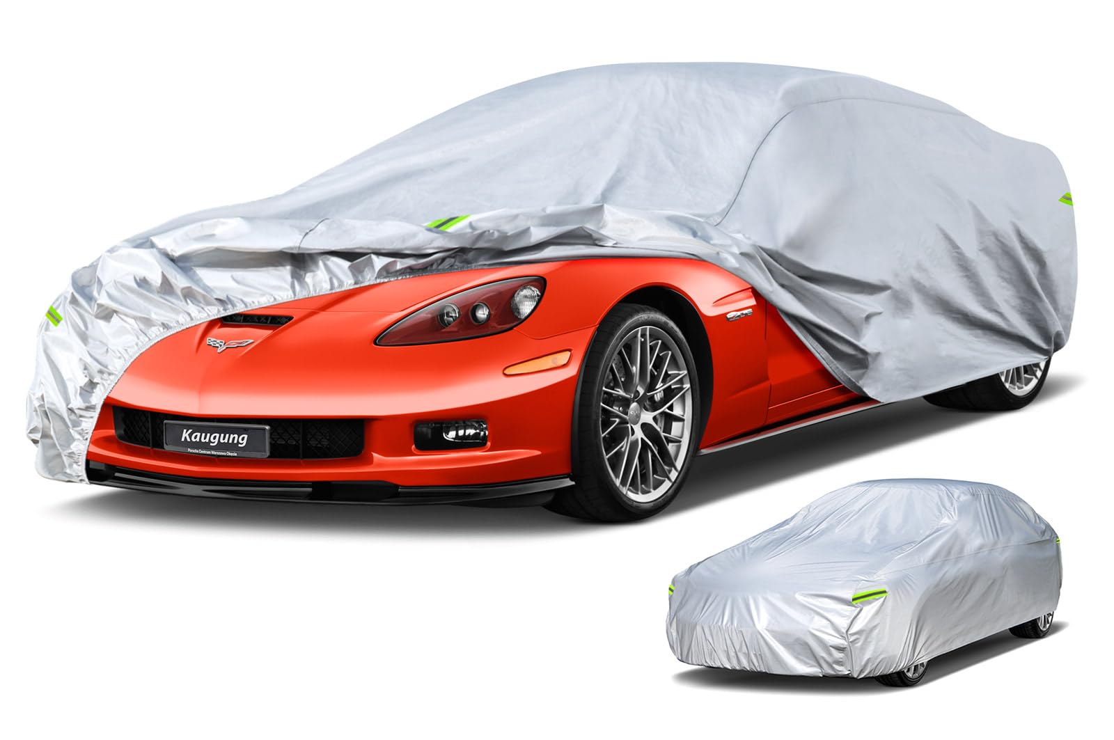 Kaugung 6 Layers Car Cover Custom Fit Chevrolet Corvette C4 C5 C6 C7 C8 1980-2025, Waterproof Car Cover All Weather For Automobi
