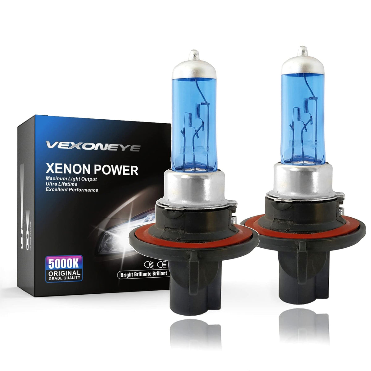 Vexoneye 9008/H13 Halogen Headlight Bulb 12V 60/55W 5000K White Lights Bulbs Super Bright Headlamp