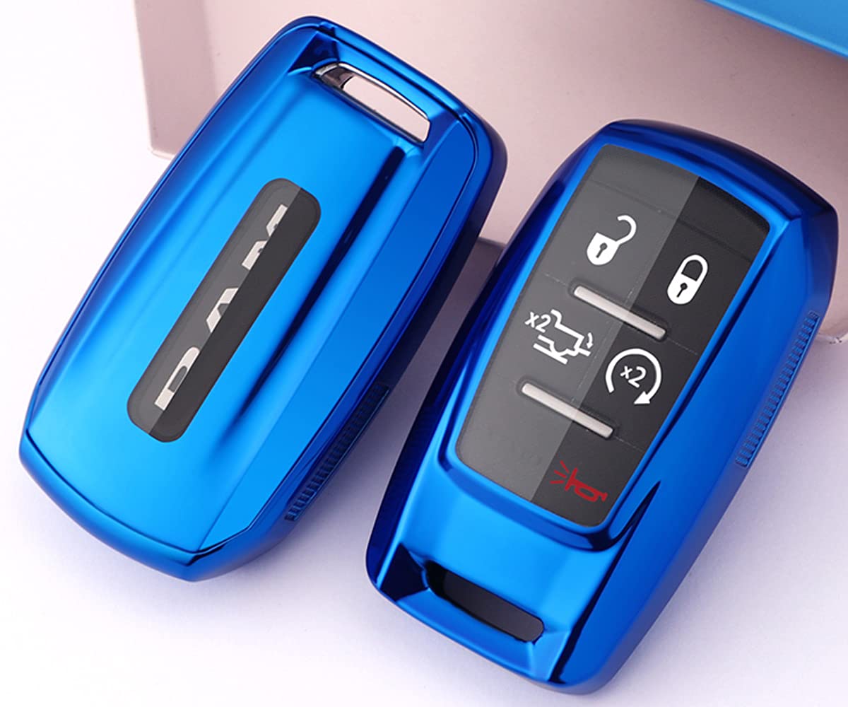 Tpu Case 360 Degree Tpu Protection Smart Keyless Entry Holder Remote Key Fob Cover Fit For 2021 2020 2019 Dodge Ram 1500 5B Rubb