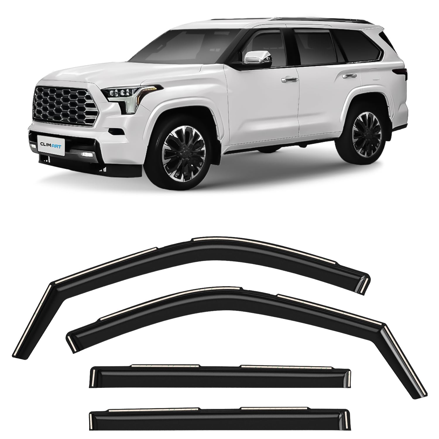 Clim Art In-Channel Incredibly Durable Rain Guards For Toyota Sequoia 2023-2025, Original Window Deflectors, Vent Window Visors,