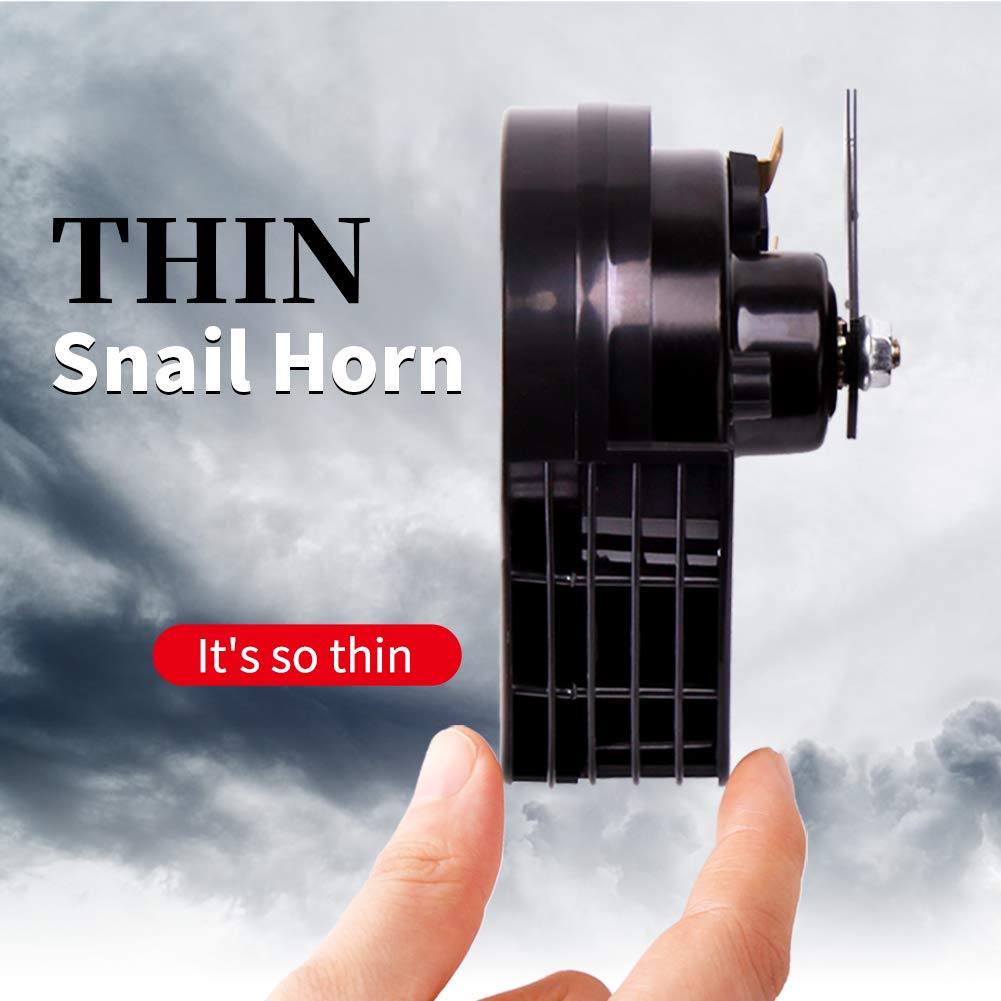 Farbin Compact Horn 12V Waterproof Car Horns Loud Dual-Tone Electric Snail Horn Kit Universal For Any 12V Vehicles