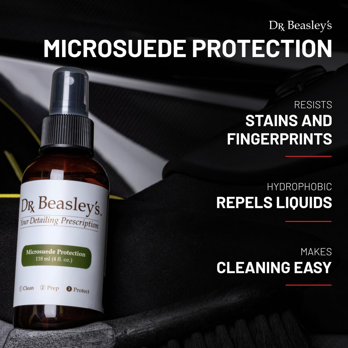 Dr. Beasley'S - I34D04 Microsuede Protection - 4 Oz, Preserves Look And Feel Of Fabric, Instant Bonding Coating, 2+ Years Of Pro
