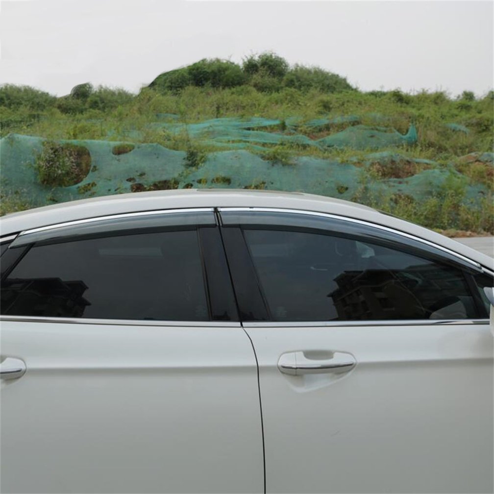 Vesul Tape On Polycarbonate Rain Guards Window Visors Compatible With Ford Fusion 2013-2020 Window Wind Deflector Shield Cover W