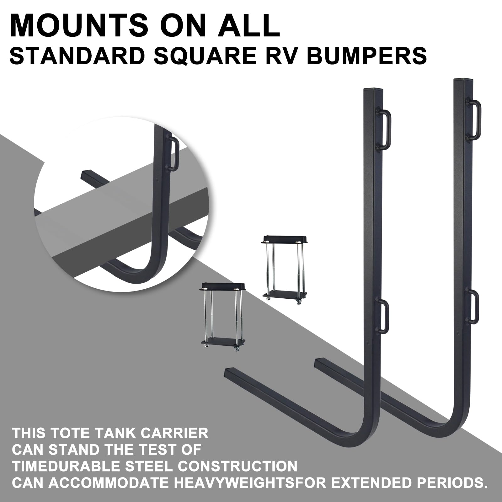 RV Bumper Rack,Bumper Mount Tote Tank Holder,RV Bumper Support Bracket with Heavy-Duty Straps, and Fits 4-4.5 inches Wide and 3.