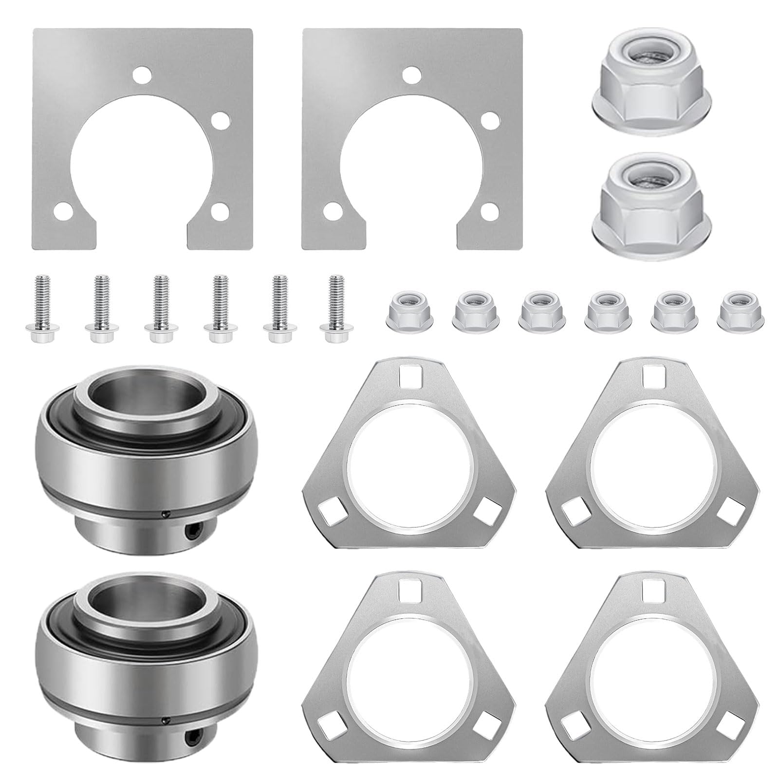 Go-Kart Live Axle Bearing Kit (1 Inch) Compatible With Azusa Axles, Also For Go Karts Mi-Ni Bikes/Trikes/Off Road Atv - Axle With 3-Hole Flangettes
