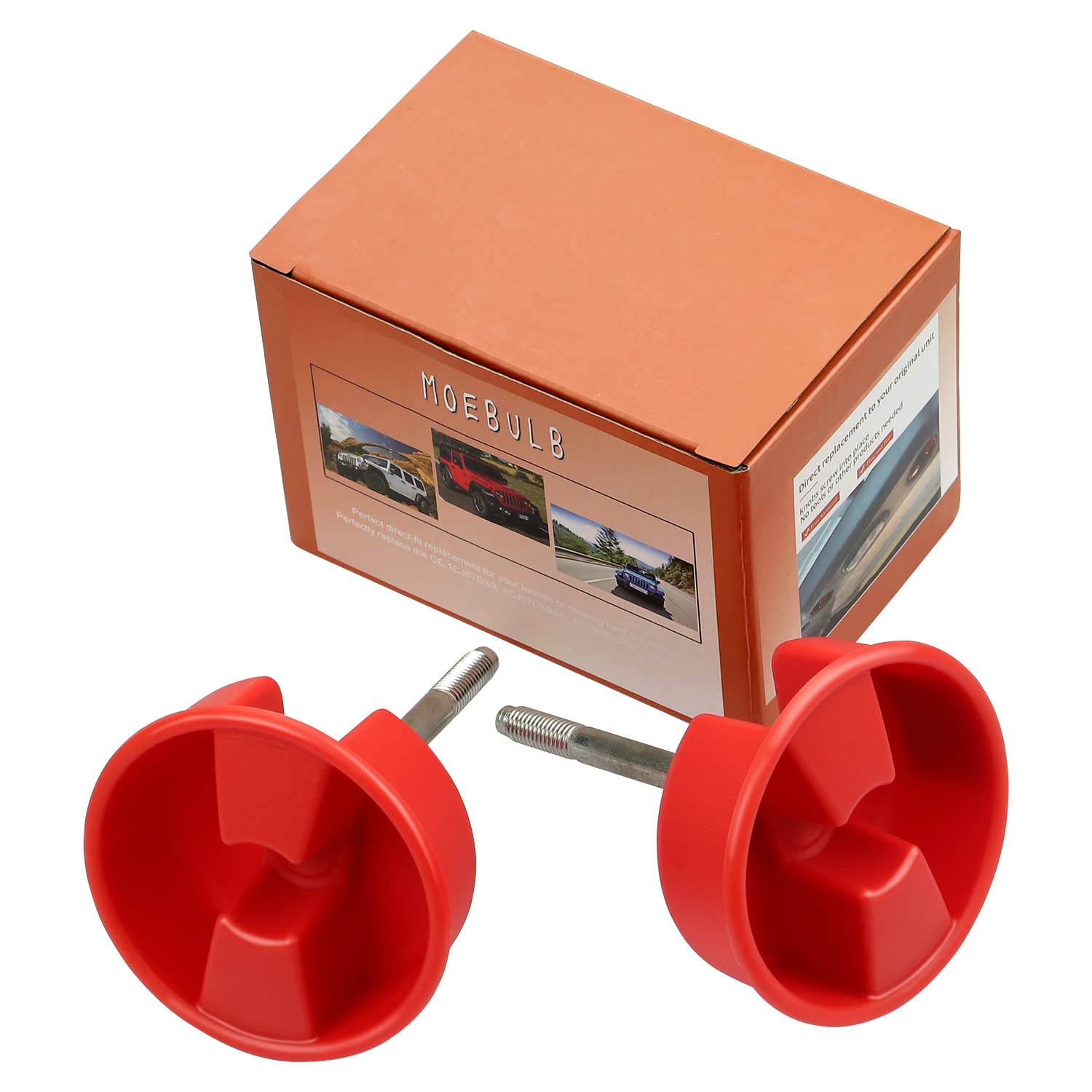 Moebulb Hardtop Top Hard Panel Mounting Screw Knob 2Pcs Compatible With Jeep Wrangler Jk 2Dr And Unlimited 4Dr 2007-2019(Red)