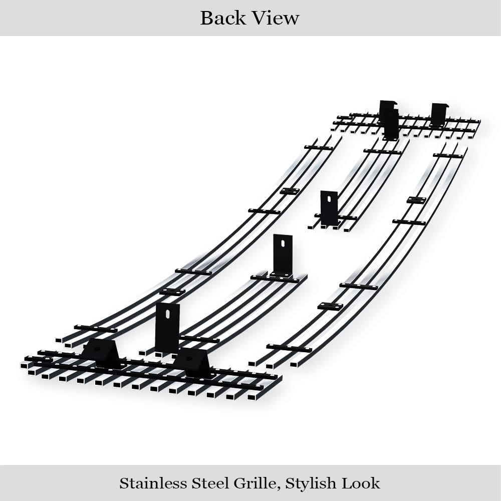 APS Compatible with Ford Excursion Bar Style 2000-2004 & 99-04 F-250 F350 F450 F550 SD Main Upper Stainless Steel Polished Chrome 8x6 Horizontal Billet Grille Insert F85399A