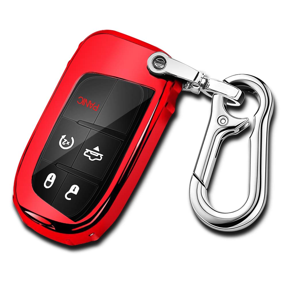 Qbuc For Jeep Key Fob Cover With Keychain Soft Tpu Key Fob Cas Dodge Durango Challenger Journey Dart Fiat Smart Key 200/300 Dodg