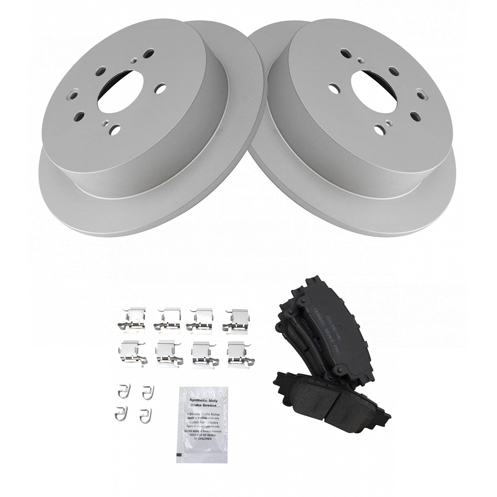 Trq Rear Brake Pad & Rotor Kit Brake Pads Brake Rotor Ceramic Solid Premium G-Coated Compatible With 2010-2015 Lexus Rx350 Rx450
