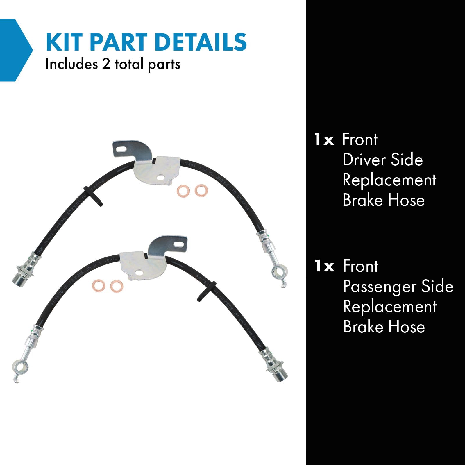 Trq Front Brake Hose Set Compatible With 2012-2014 Ford F-150