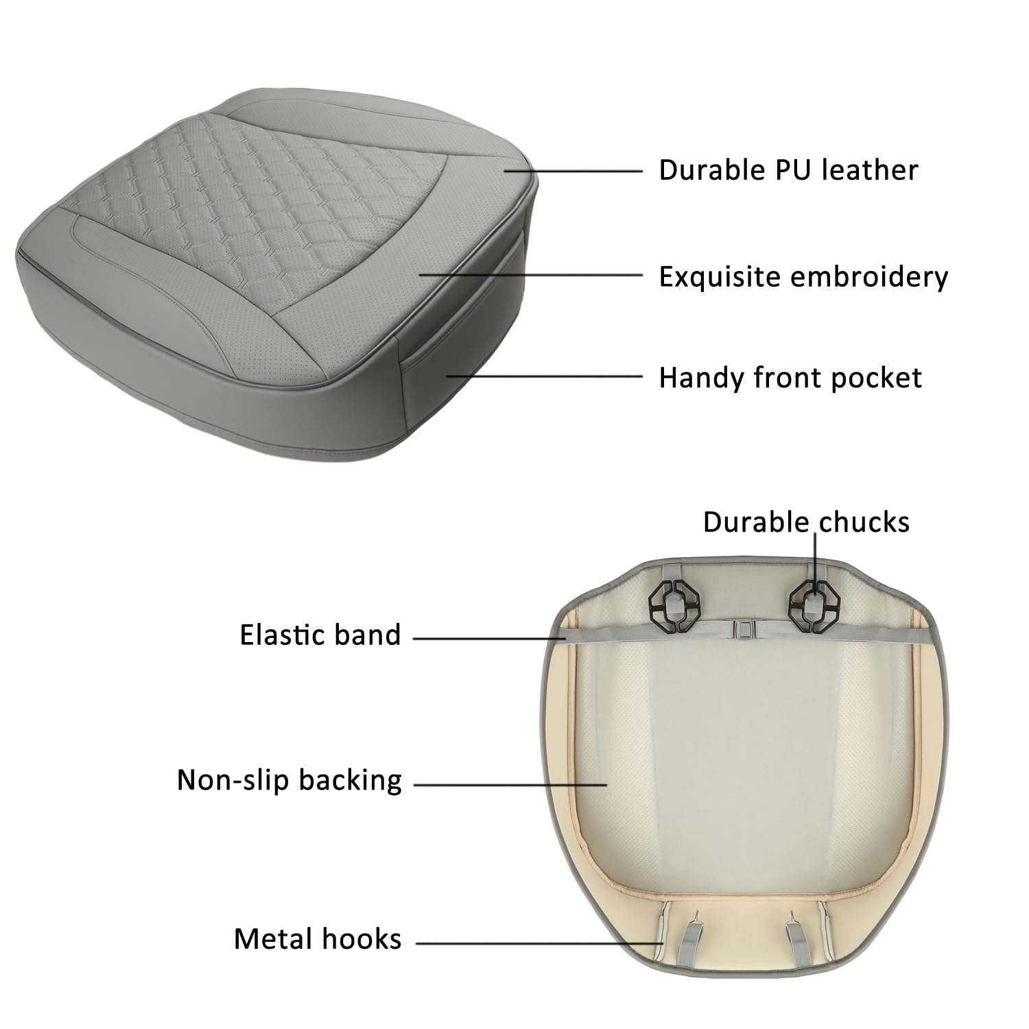 Giant Panda Bottom Seat Cover For Trucks&Suv, Front Pu Leather Driver Seat Protector Fit For Chevy,Ram,Toyota,Gmc,Ford F150 F-Se