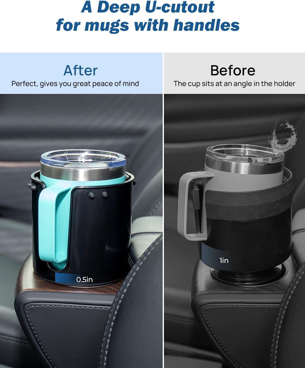 Joytutus Large Stable Cup Holder Expander For Yeti, Hydro Flask, Nalgene, Hold 18-40 Oz Bottles And Mugs, Car Cup Holder Adapter