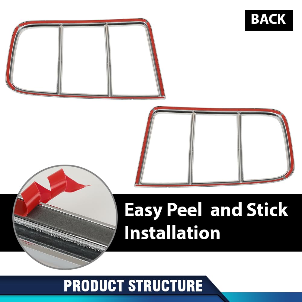 PIT66 Taillight Tail Light Bezel Covers Chrome Compatible with Ford Mustang 2005 2006 2007 2008 2009