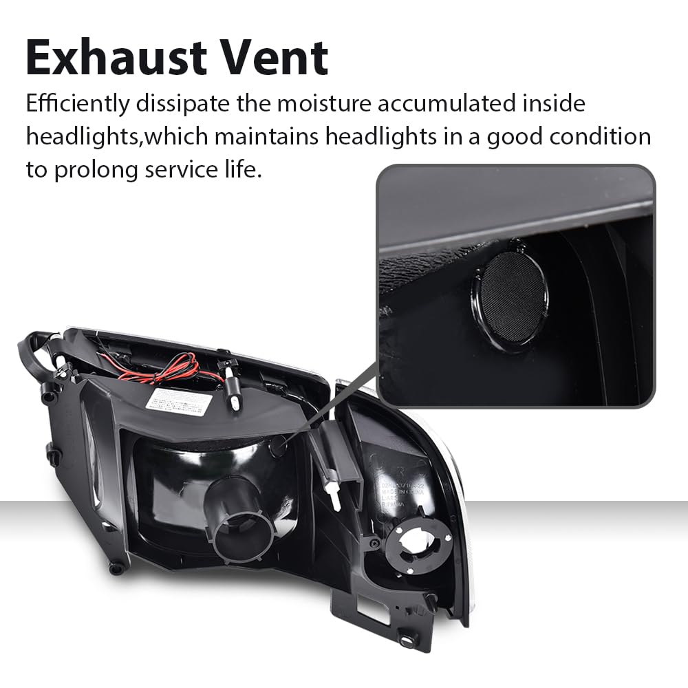 G-Plus Led Light Strip Headlights W/O Bulbs Compatible With Dodge Ram 1500 1994-2001/Fit Dodge Ram 2500 3500 1994-2002 Headlamps