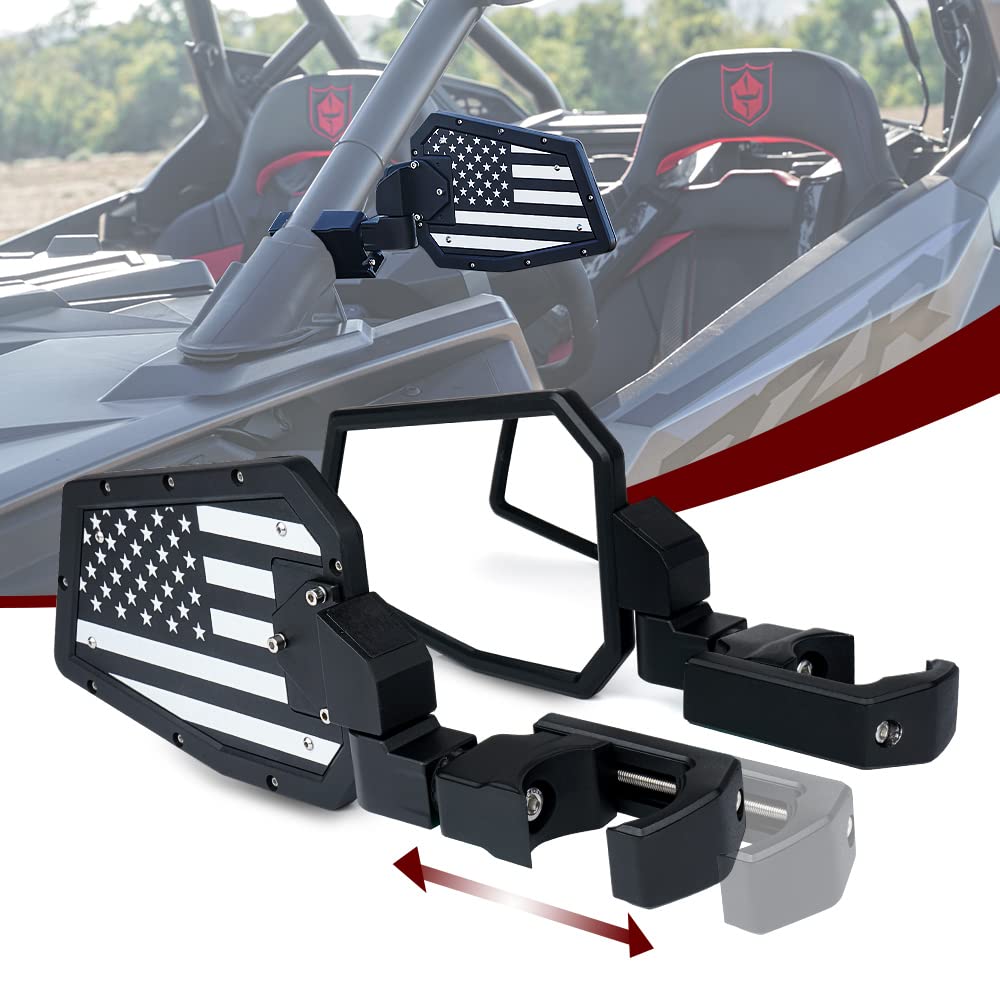 Lupar Aluminum Utv Side Mirrors Fits 1.75''-2'' Roll Cage Bar America Usa Flag Pattern Side Rear View Mirror For Side By Side Po