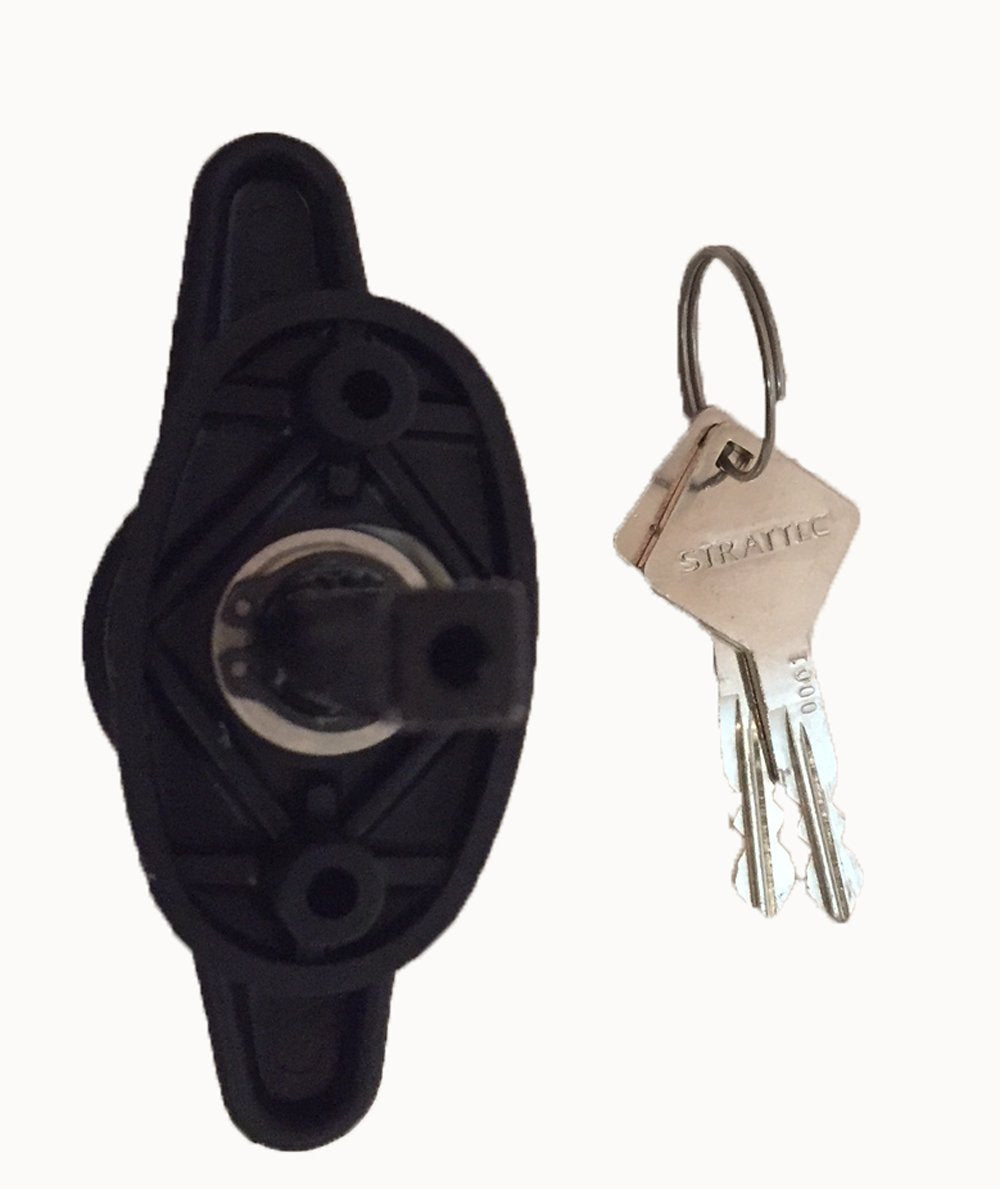 ARE T-Handle for Pickup Truck Camper Shell Door, Black, Nylon, Model JU5VSBU, Includes 2 Keys