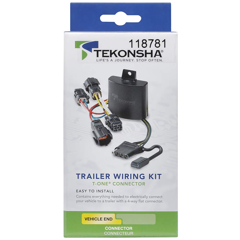Tekonsha T-One T-Connector Harness, 4-Way Flat, Compatible With Select Honda Odyssey, Black