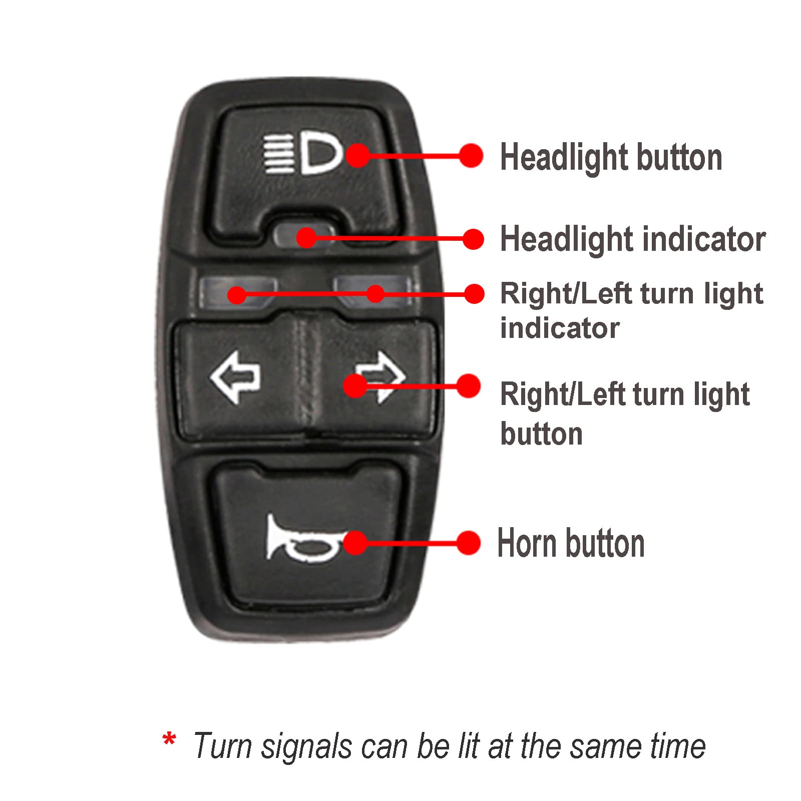 Joofn Motorcycle Head Light Turn Switch, 3-In-1 Light Horn Turn Switch Signal Button Set, Motorcycle Headlights Horn Turn On/Off Control Switches For Scooter Electric Bike