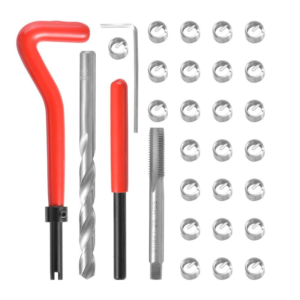 Rocaris 30 Pcs Thread Repair Kit, M8 X1.25Mm Thread Repair Insert Kit Compatible Hand Tool Set For Auto Repairing