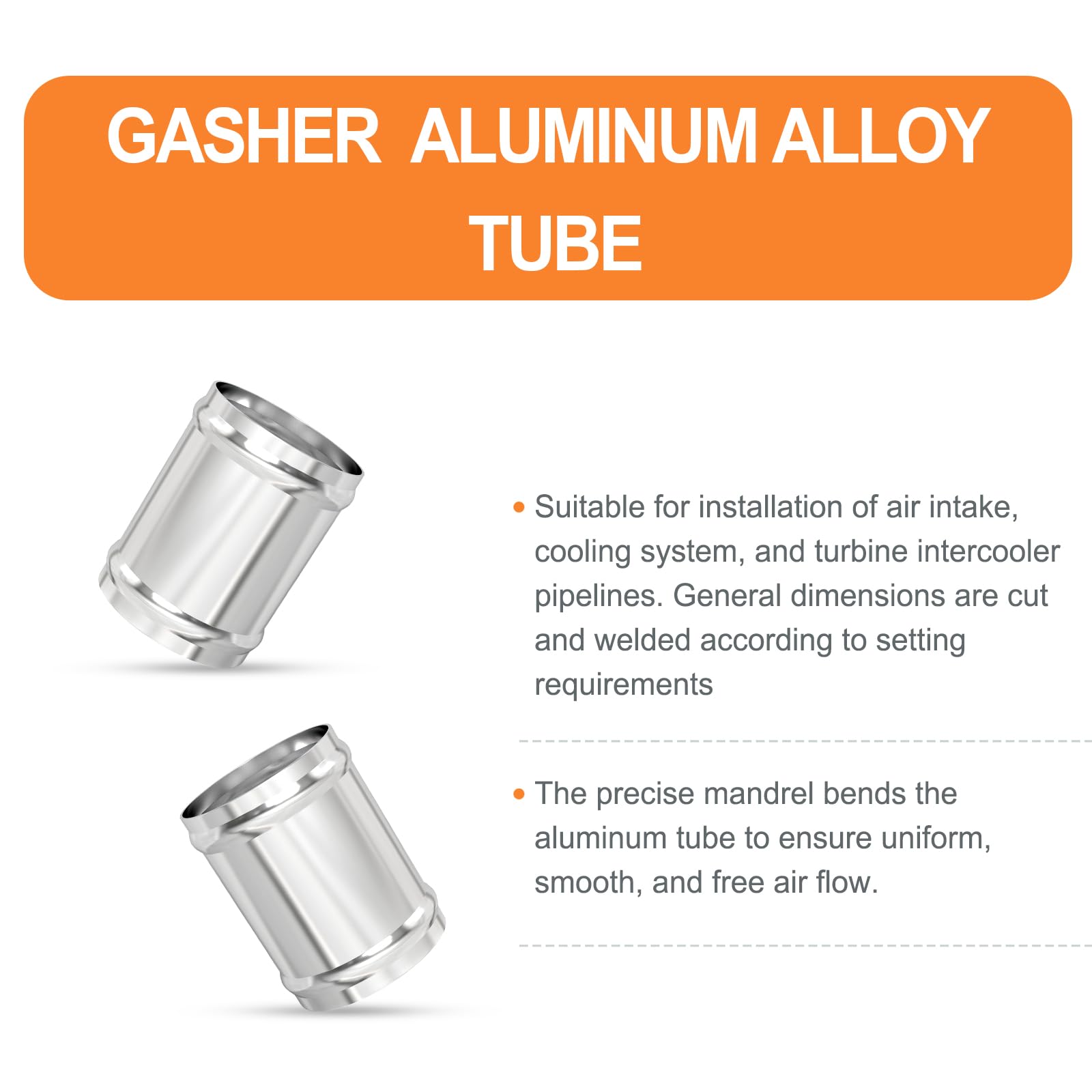 Gasher 1Pcs 3''(76Mm) Aluminum Alloy Tube Aluminum Straight 2.5''Od With Bead Roll, Intercooler Pipe For Intake And Cooling Syst