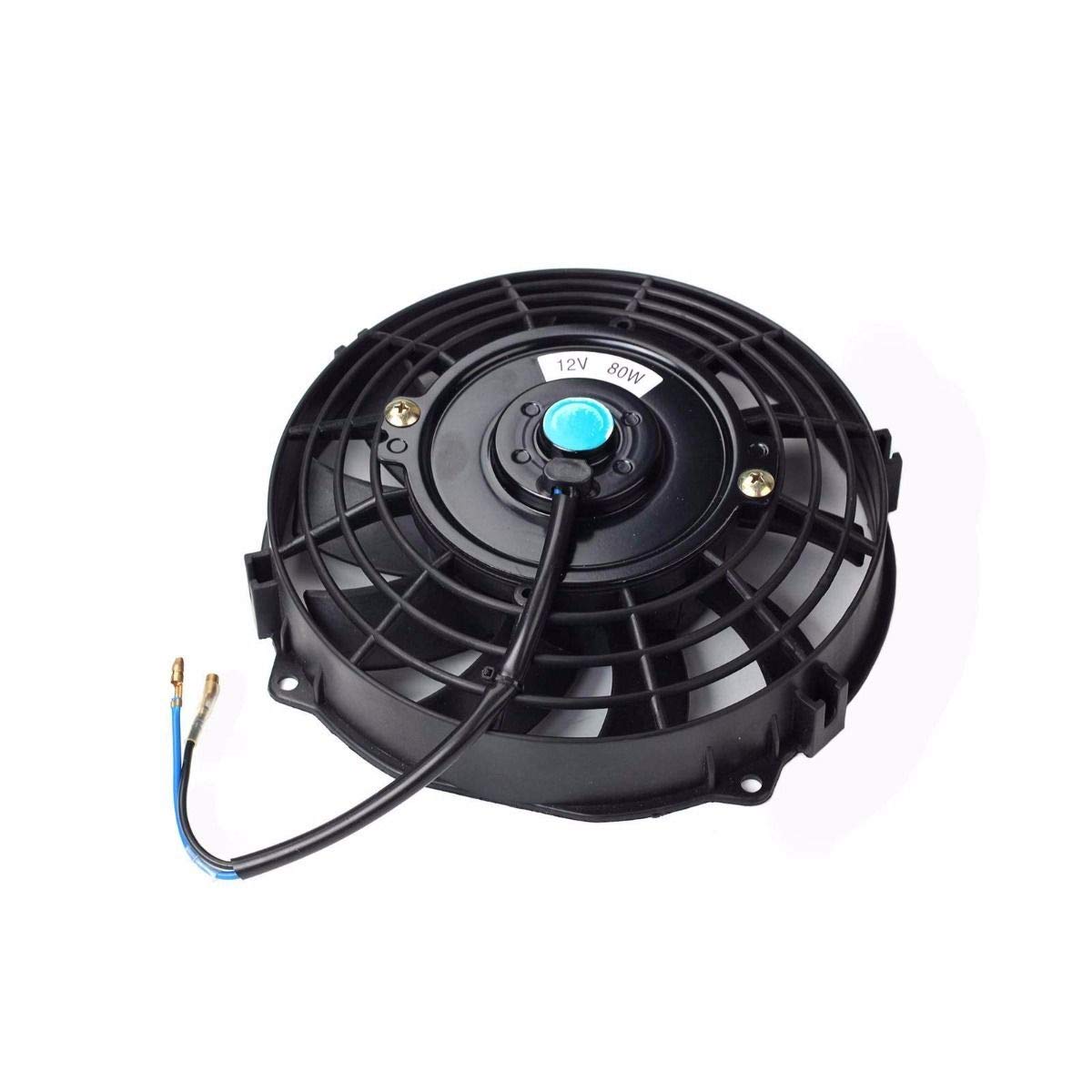 BLACKHORSE-RACING 7 Electric Radiator Fan High 3000 + CFM Thermostat Wiring Switch Relay Kit Black (7 inch)