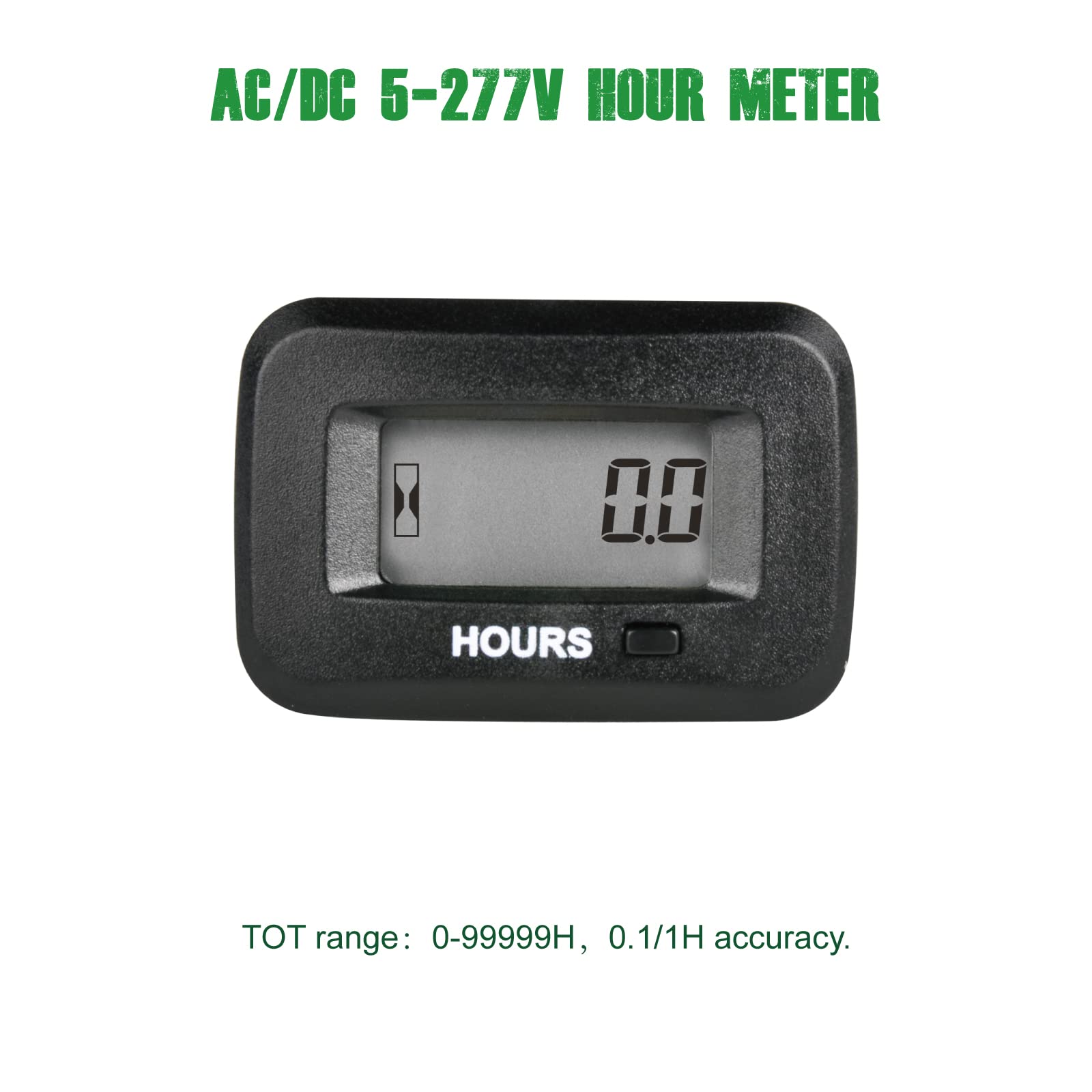 Yooreal AC/DC 5-277V Digital OEM Hour Meter Gauge, Regular Maintenance Alert,Works on Various of ZTR/Riding Lawn Mower Tractor S