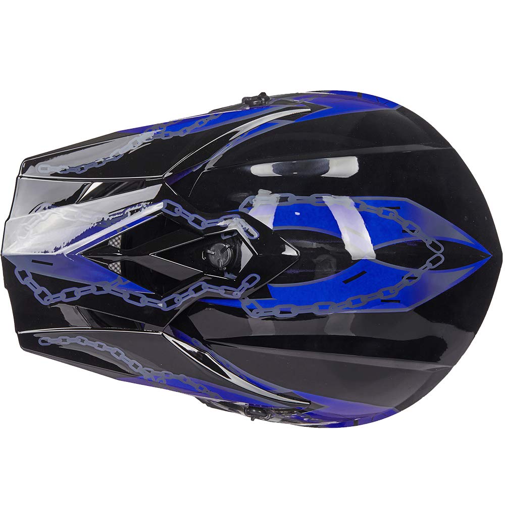 Ilm Youth & Kids Dirt Bike Helmets Motocross Atv Dirtbike Bmx Mx Offroad Full Face Motorcycle Helmet, Dot Approved Model 128Ys (Blue Black, Youth-Large)