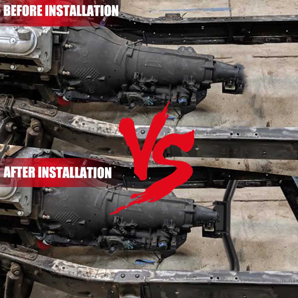 Elitewill Adjustable Transmission Crossmember With Black Powder Coating Fit For 1963-1987 C10 / C20 / Blazer / Suburban Adjustable Center Tab Compatible With All Gm Truck Automatic Transmissions