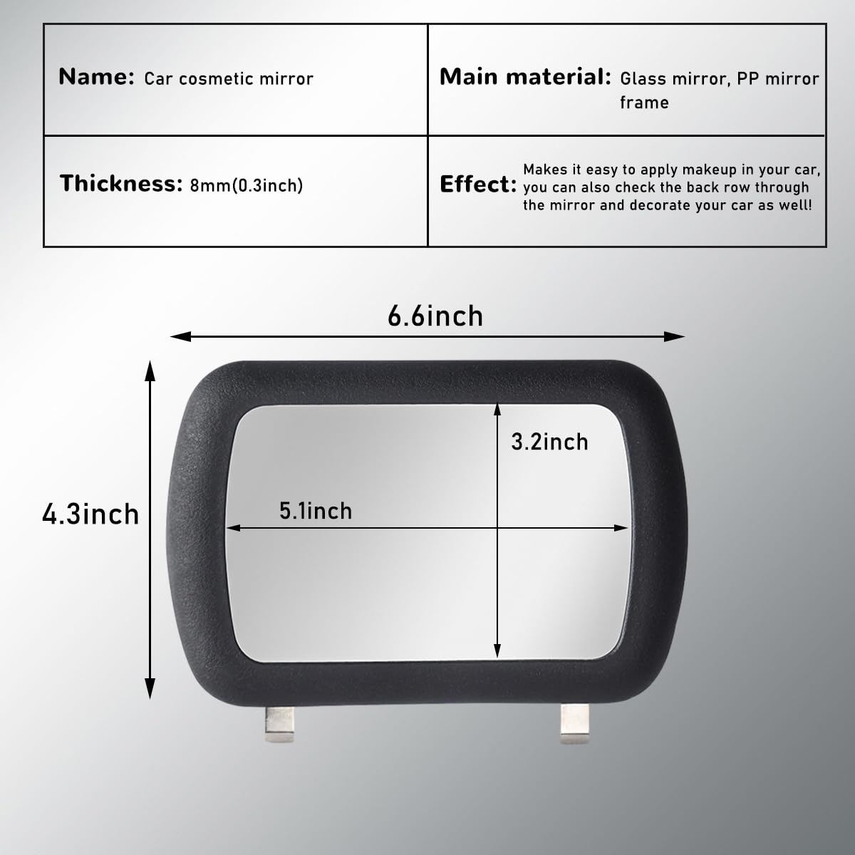 povtii Car Sun Visor Vanity Mirror, Clip-on Automotive Makeup Sun-Shading Mirror, Universal Vehicle Sun Visor Cosmetic Vanity Mi