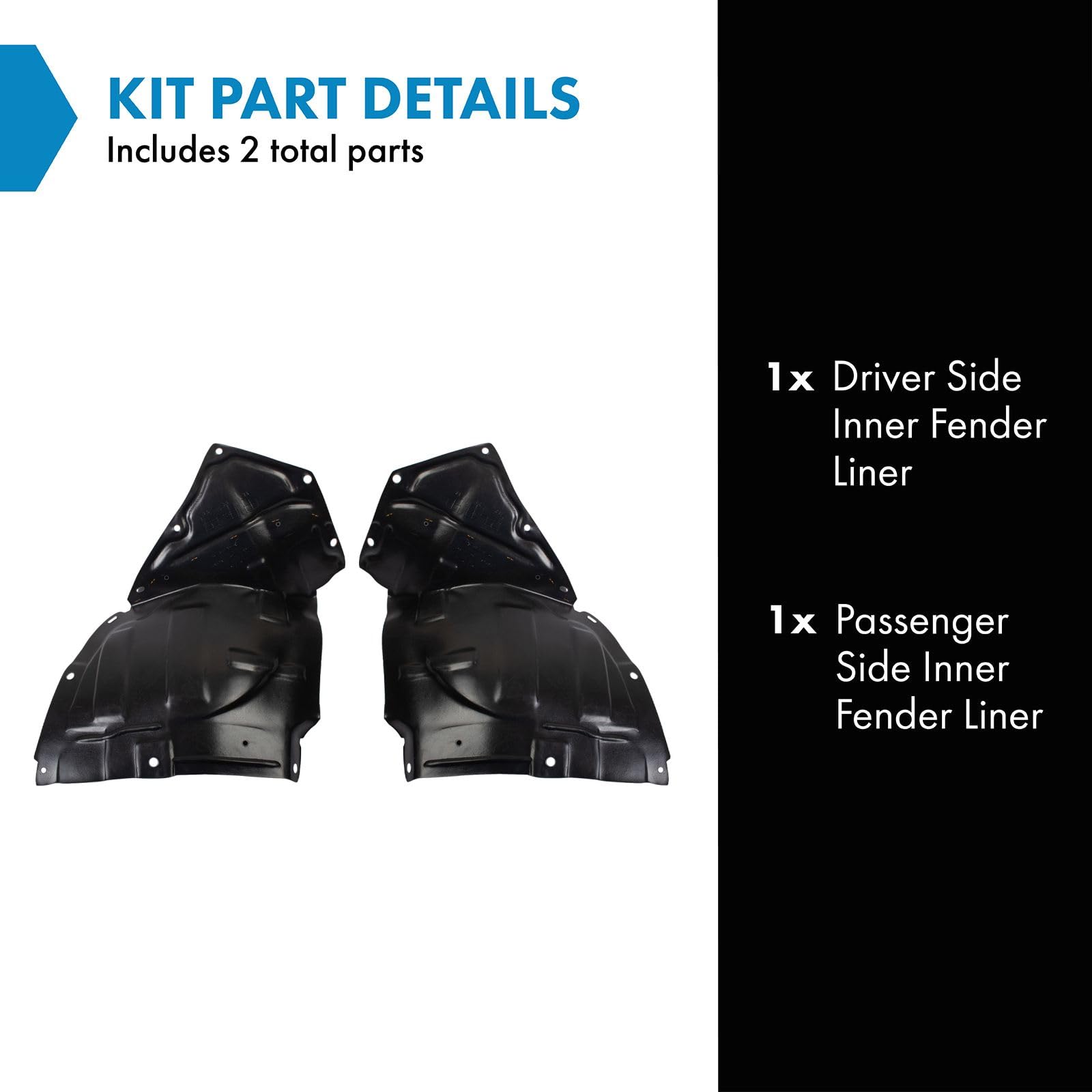 Trq Inner Fender Liner Set Compatible With 2006-2008 Mazda Mx-5 Miata Ma1250102 Ma1251102