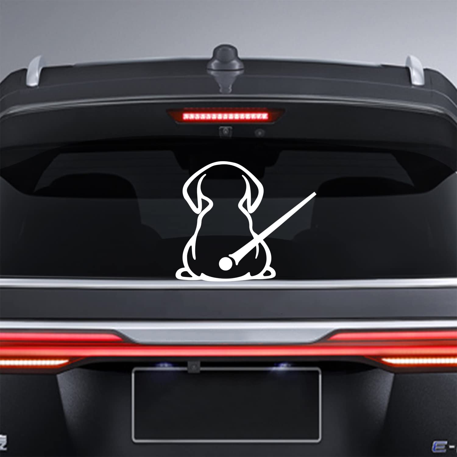 Dreothy Brand, Waterproof Dog Decal, Vinyl Sticker for Car Rear Window, Moving Tail, White, 8.85 x 10.63in