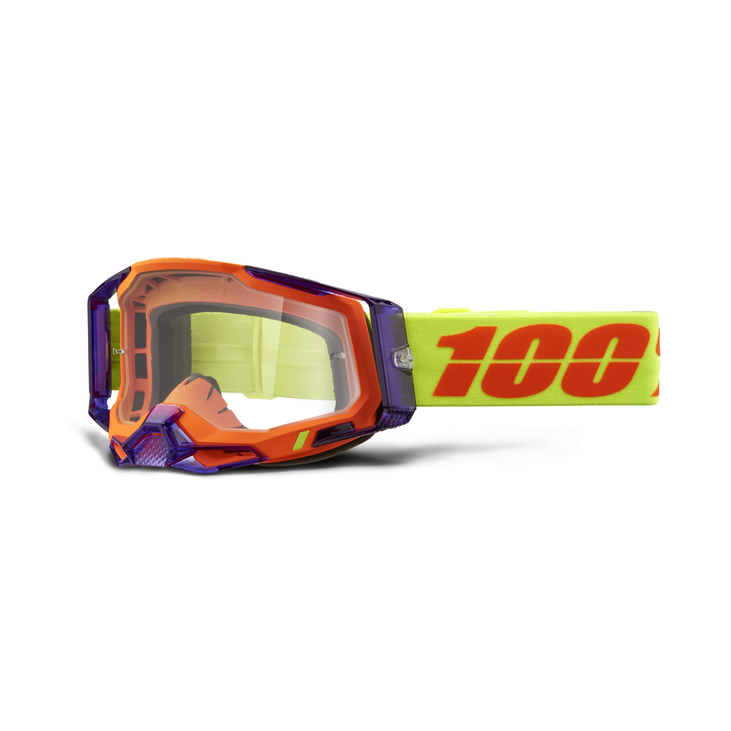 100% Racecraft 2 Mountain Bike & Motocross Goggles - MX and MTB Racing Protective Eyewear (Panam - Clear Lens)