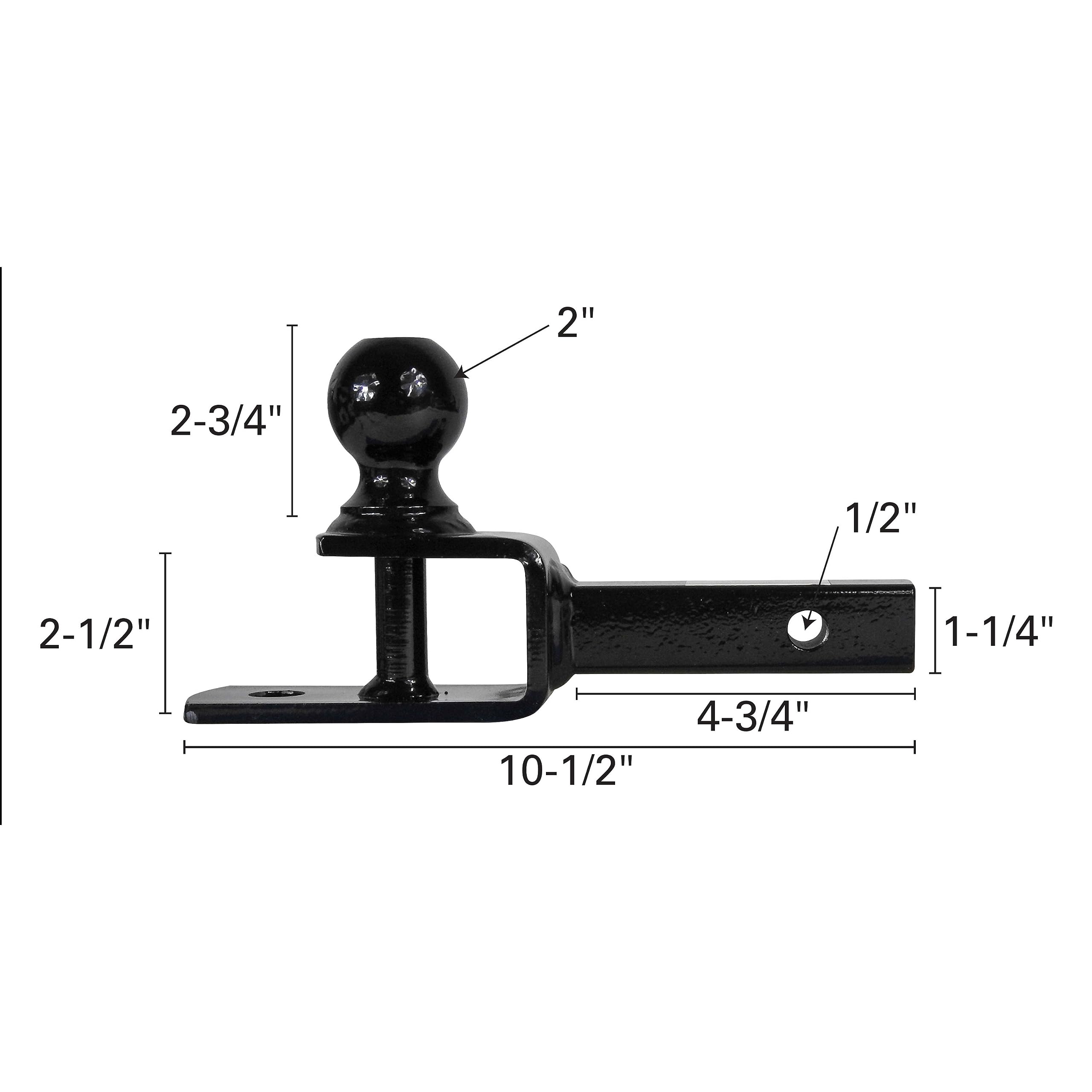 Extreme Max 5001.1379 3-In-1 Atv Ball Mount With 2'' Ball - 1-1/4'' Solid Shank