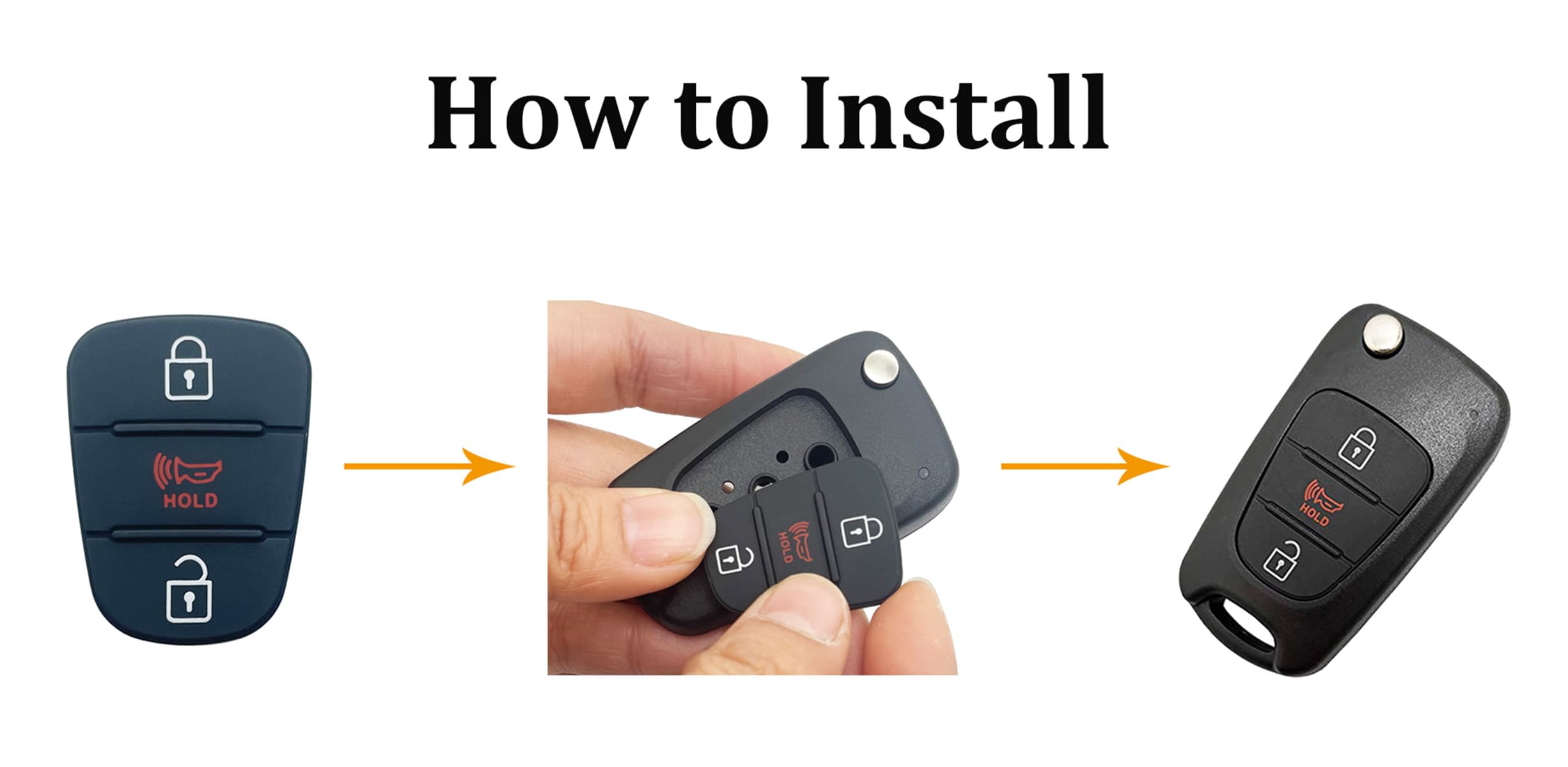 Muxkenper Car Remote Fob Case - 3 Button Rubber Insert Keypad for Kia Soul 2010-2013, Rio, Sportage 2012-2014, Model MUXKEN