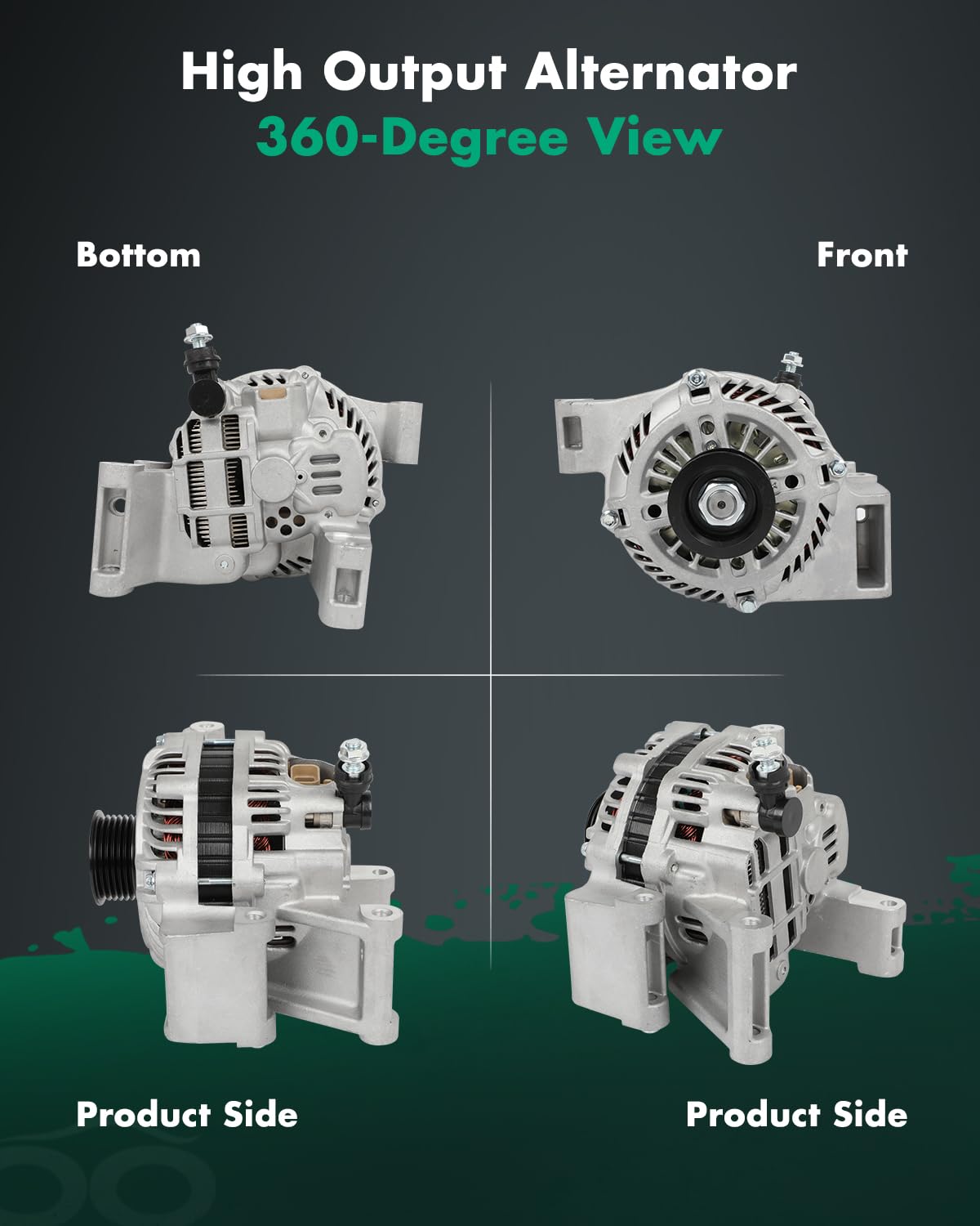 SCITOO Alternator Fit for Mazda 3 2004-2009 L4 2.0L 2.3L, 5 2006-2007 L4 2.3L, Naturally Aspirated - 12V 90Amp CW 6-Groove Pulle