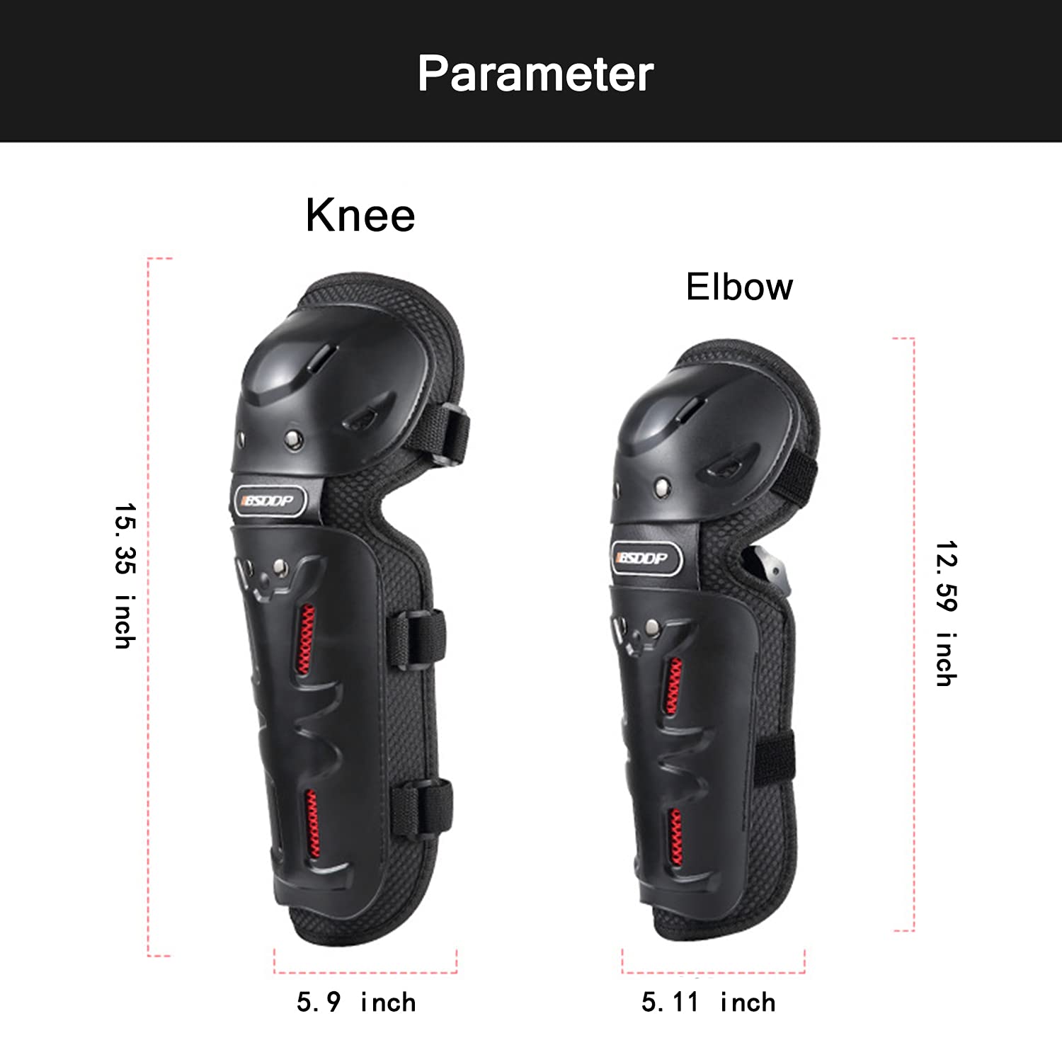 Muydz 4Pcs Knee And Elbow Pads With Adjustable Protection Gear For Men And Women Motorcycles Skate Motocross Extreme Sports