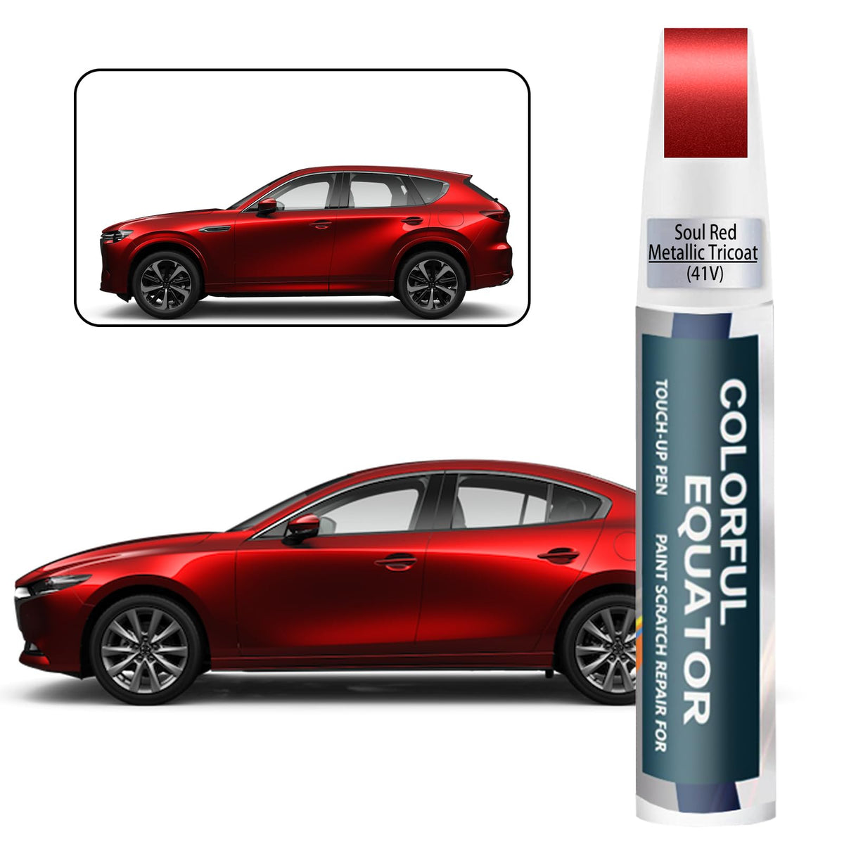 41V Soul Red Metallic Tricoat Touch Up Paint for Mazda, Car Paint Pen Scratch Repair Two-In-One Touch Up Paint, Premium Car Scra