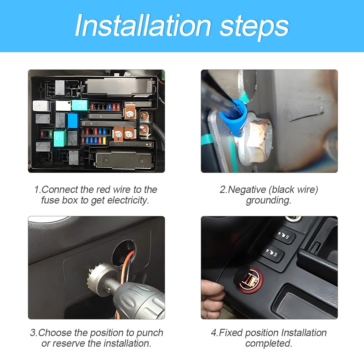 8sanlione 12V/24V Waterproof Car Cigarette Lighter Socket - Dustproof Power Outlet for Automotive, Boat, Motorcycle, ATV, RV, Truck (Orange)