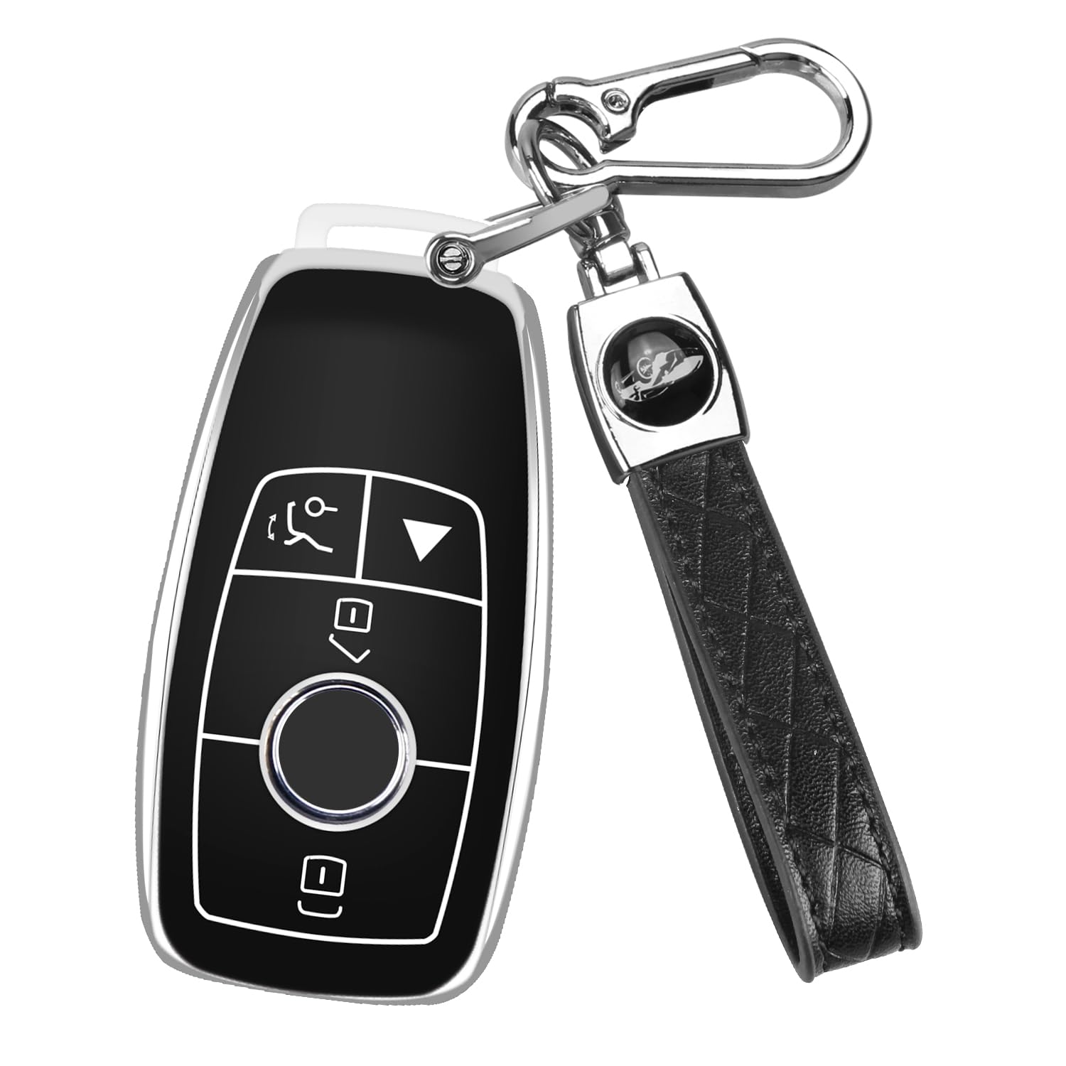 Qbuc For Mercedes Benz Key Fob Cover With Keychain,Compatible With C E R S G S Cls Clk Glc Ml Gle Gls Sl Slr Mclaren Amg Key (Bl