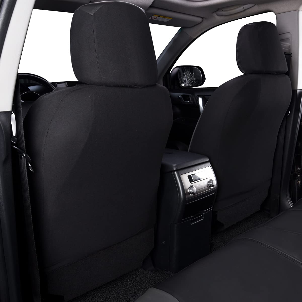 Flying Banner Car Seat Covers Protects Water Proof Faux Leather Carbon Fiber Front And Rear Bench (Gray Black, Full Set -- 9Pcs)