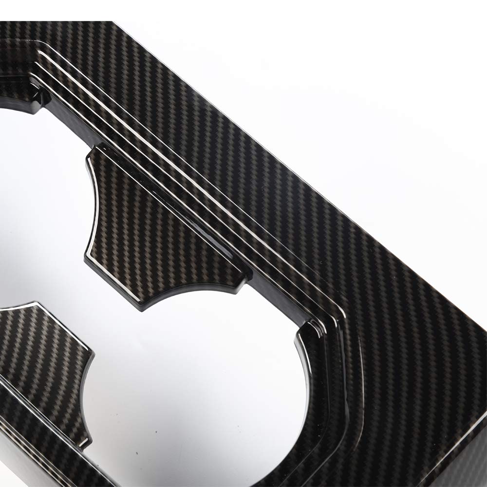 Keptrim For F150 Abs Carbon Fiber Gear Armrest Rear Cup Holder Trim For 2015 2016 2017 2018 2019 F150, For 2017 2018 F250 F350,1Pc