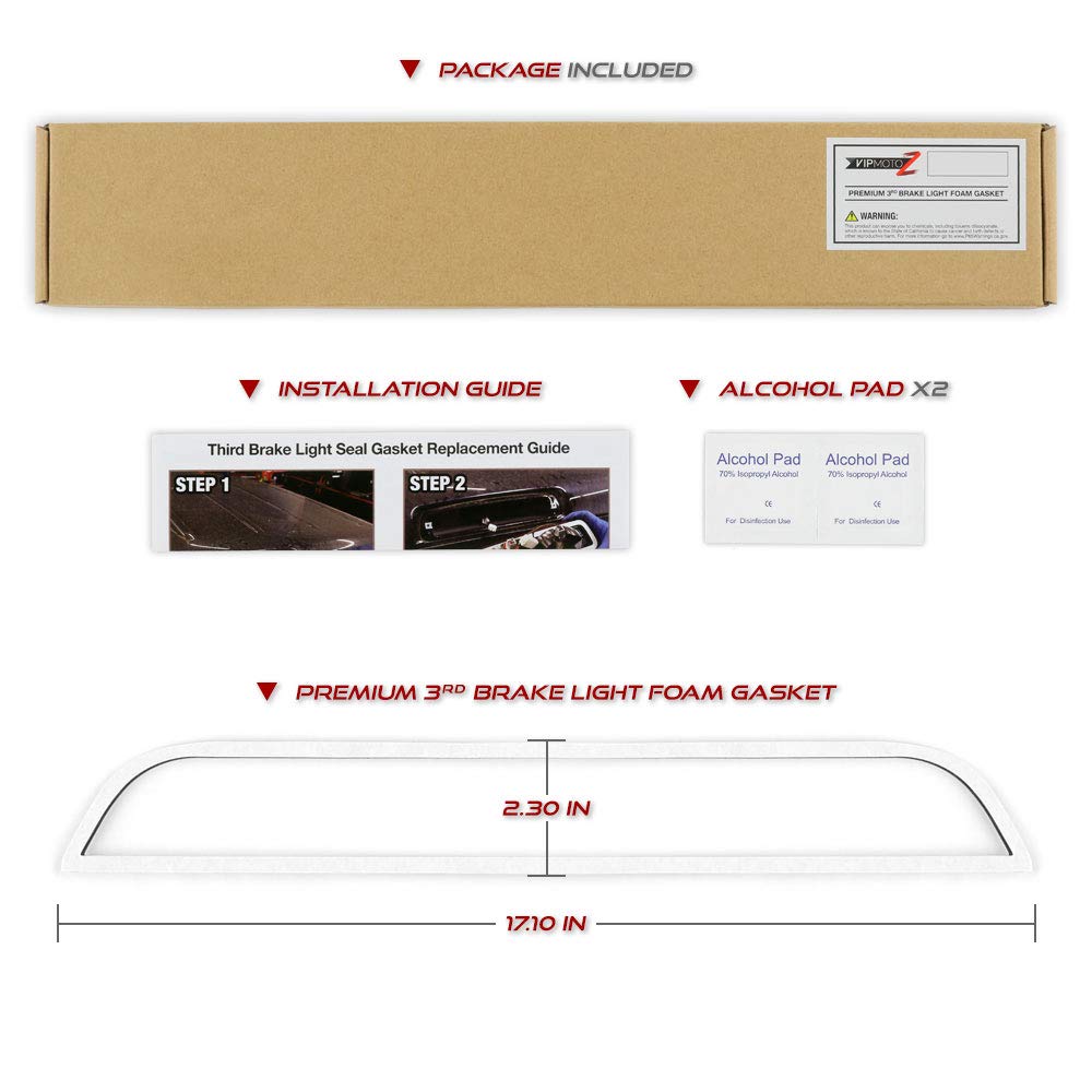 Vipmotoz Third Brake Light Stop Lamp Seal Gasket For Ford F150 F250 F350 F450 Super Duty Ranger Maverick Pickup - Upgrade 4Mm Thickness Seal Replacement Foam, Double Side Ultra Strong Adhesive